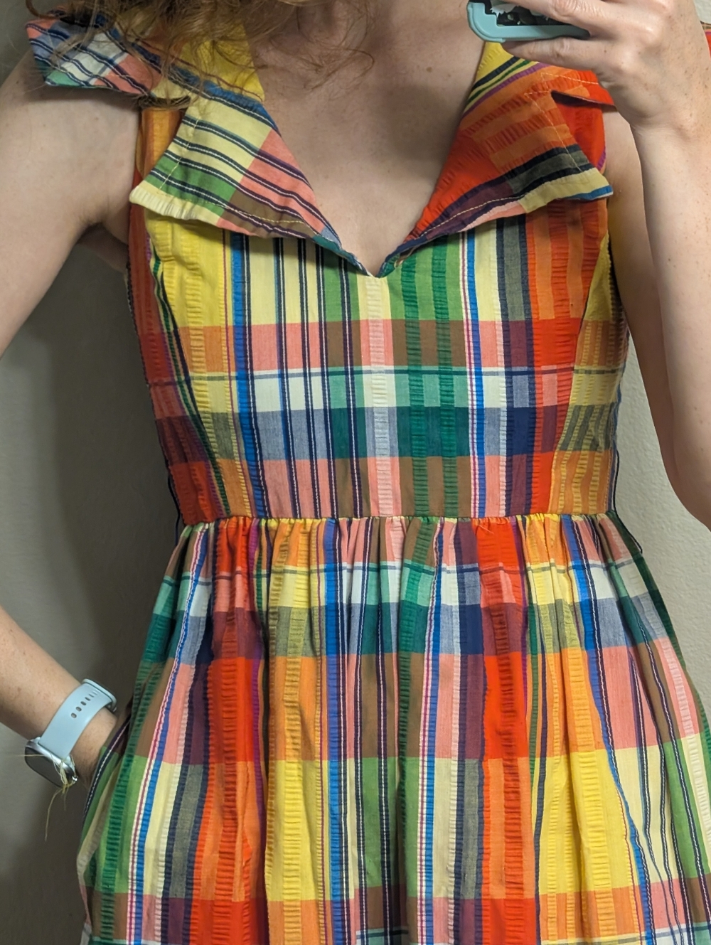 Vintage Rainbow Plaid Colorful Dress - Picture 13 of 13